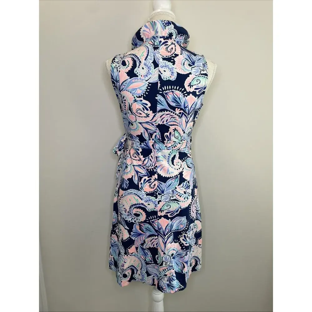 Lilly Pulitzer Romee Wrap Dress Holy Flockamolie Ruffled Sleeveless Preppy S - Picture 5 of 11